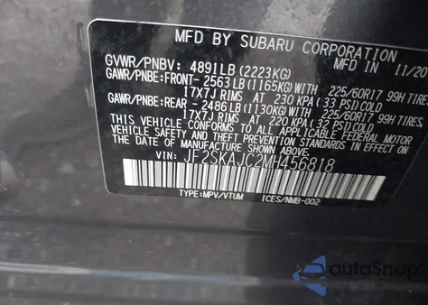 2021 Subaru Forester Premium z USA, uszkodzony, nr VIN JF2SKAJC2MH456818